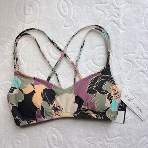 Salt + Cove Black Floral Bikini Top - Size XS